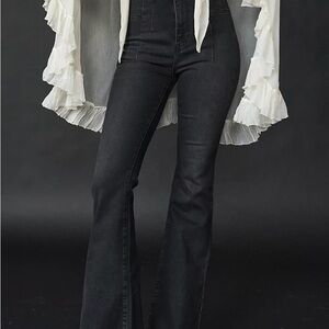 Free People Black Flare Wide Leg Jeans